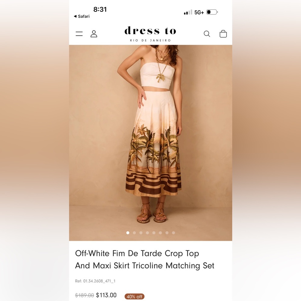 Tropical Print Midi Skirt and matching top